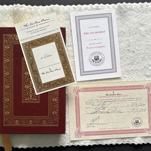 The Alchemist Leather Bound Book with Certificate signed. RARE!!!!!